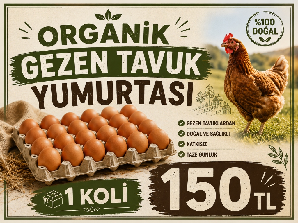 Organik Gezen Tavuk Yumurtası 1 Koli 150 TL